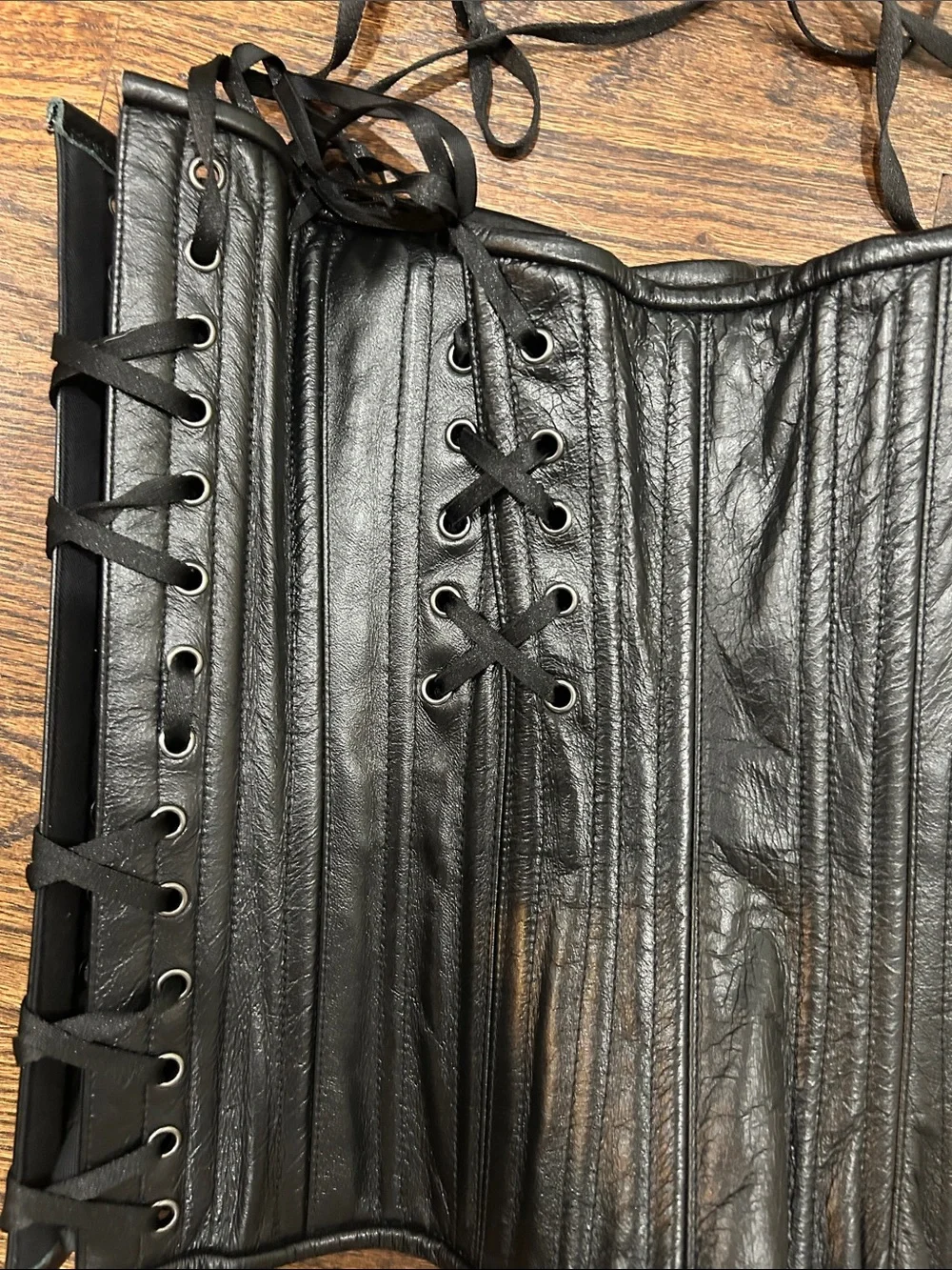 Timeless-Trends Black‎ Genuine Leather Underbust Lace Up Corset Size Smal